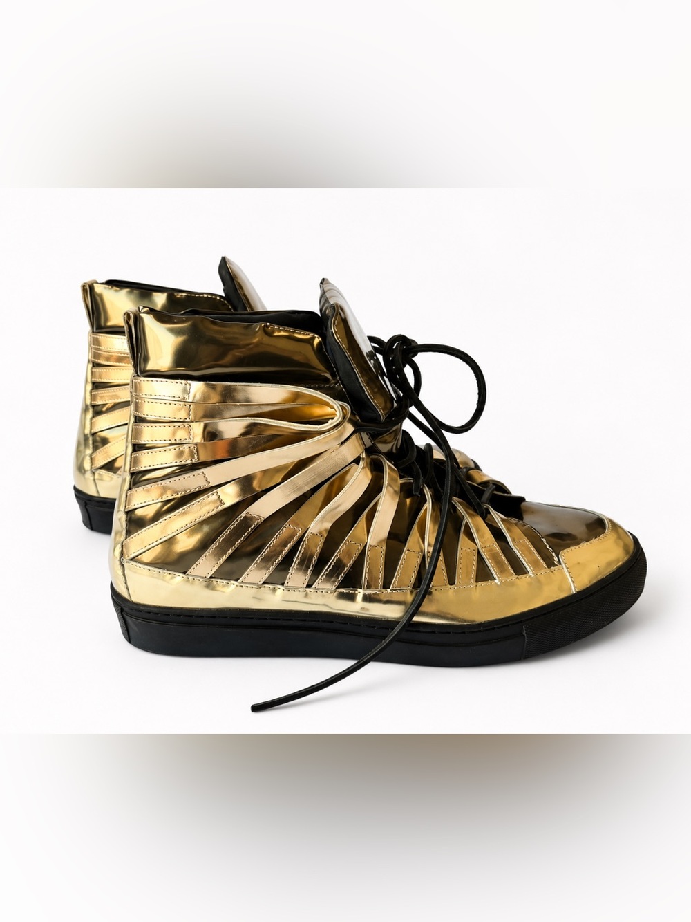 Damir Doma Falco Gold Metallic High Top Sneakers EU 44 Rare Italy - Picture 4 of 7
